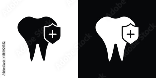 Dental insurance icon silhouette in black flat style. Graphic element