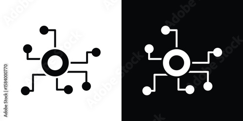 Decentralized icon silhouette in black flat style. Graphic element