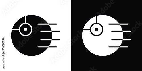 Death star icon silhouette in black flat style. Graphic element