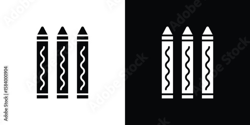 Crayon icon silhouette in black flat style. Graphic element