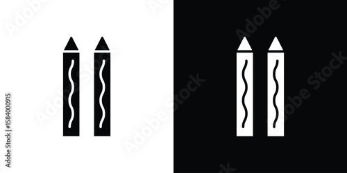 Crayon icon silhouette in black flat style. Graphic element
