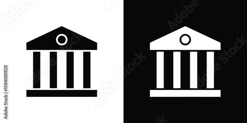 Courthouse icon silhouette in black flat style. Graphic element