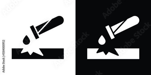 Corrosive substance icon silhouette in black flat style. Graphic element
