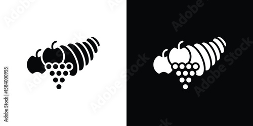 Cornucopia icon silhouette in black flat style. Graphic element