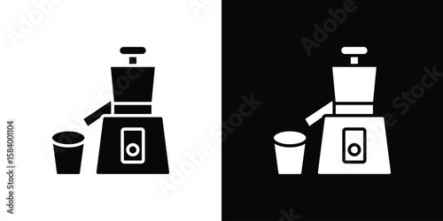 Cold pressed juicer icon silhouette in black flat style. Graphic element