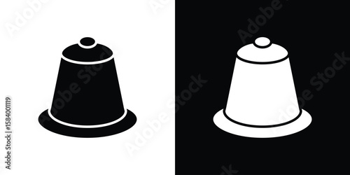 Coffee capsule icon silhouette in black flat style. Graphic element