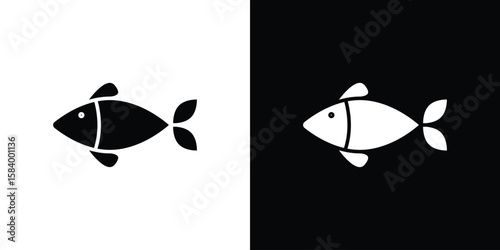 Clown fish icon silhouette in black flat style. Graphic element