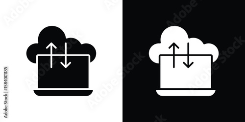 Cloud computing icon silhouette in black flat style. Graphic element
