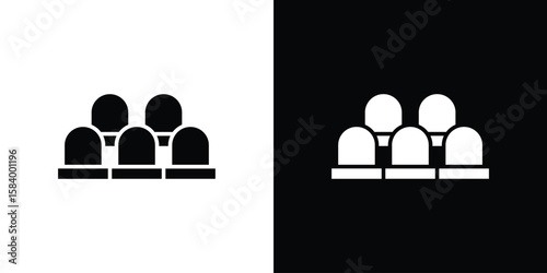 Cinema seat icon silhouette in black flat style. Graphic element