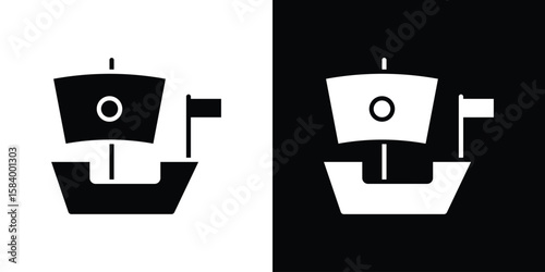 Caravel icon silhouette in black flat style. Graphic element