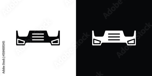 Car bumper icon silhouette in black flat style. Graphic element