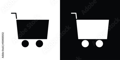 Cart icon silhouette in black flat style. Graphic element