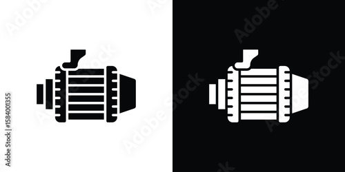 Car alternator icon silhouette in black flat style. Graphic element