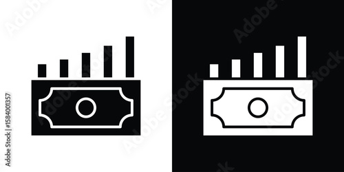 capital gain icon silhouette in black flat style. Graphic element