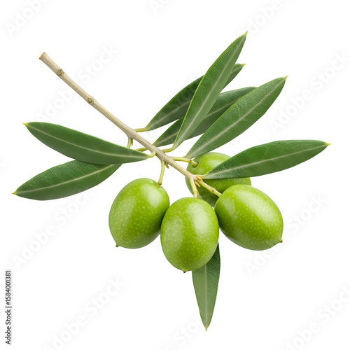 Wallpaper Mural Green olives on branch isolated on white or transparent background. PNG Torontodigital.ca