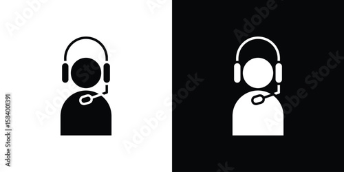 Callcenter icon silhouette in black flat style. Graphic element