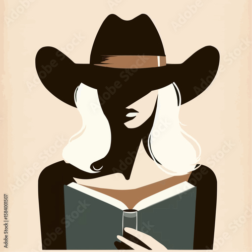 girl with cowboy hat and a book 