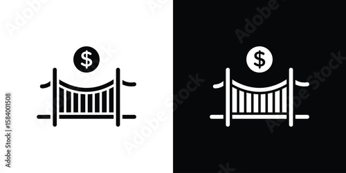 Bridging loan icon silhouette in black flat style. Graphic element