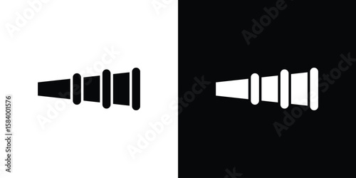 Boat Telescope icon silhouette in black flat style. Graphic element