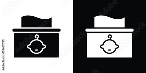 baby wipe icon silhouette in black flat style. Graphic element
