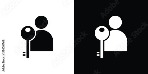 Authentication icon silhouette in black flat style. Graphic element