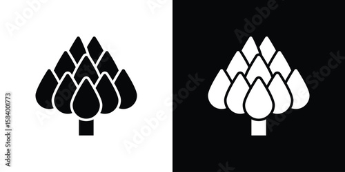 Artichoke icon silhouette in black flat style. Graphic element