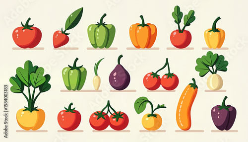 Colorful vegetable illustrations on a light background
