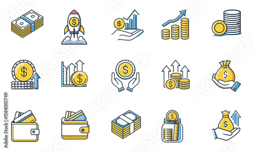 Financial growth and investment icons money finance | Ai Generated Icon in EPS, JPEG and PNG Multiformate