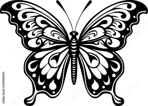 Butterfly - Black and White Isolated Icon - Vector illustration
