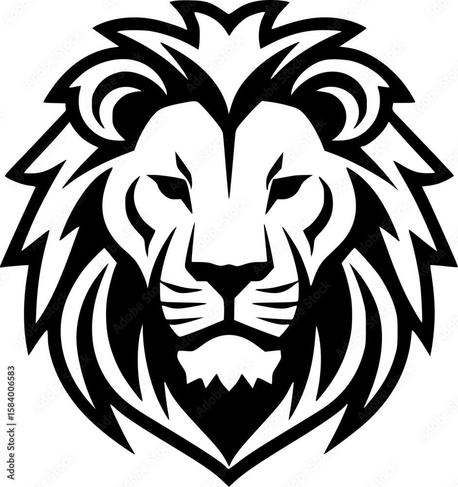 Fototapeta premium Lion | Black and White Vector illustration