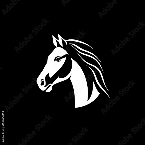 Horse - Black and White Isolated Icon - Vector illustration