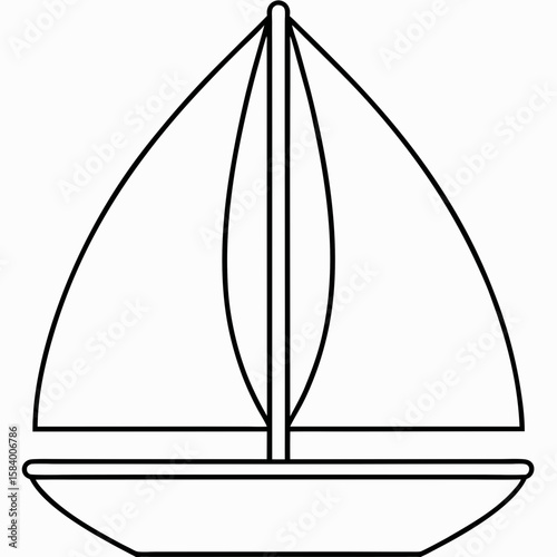 Sailboat icon in minimal black outline style