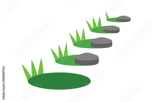 Stylized Stepping Stones Across Short Grass