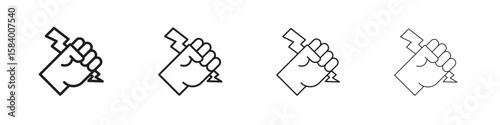Hand with Power icon for graphic design, Web, UI, app. Simple abstract icons