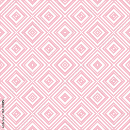 Seamless abstract geometric pattern with pink diamonds creating a modern repeatable design, perfect for backgrounds and textile prints.
