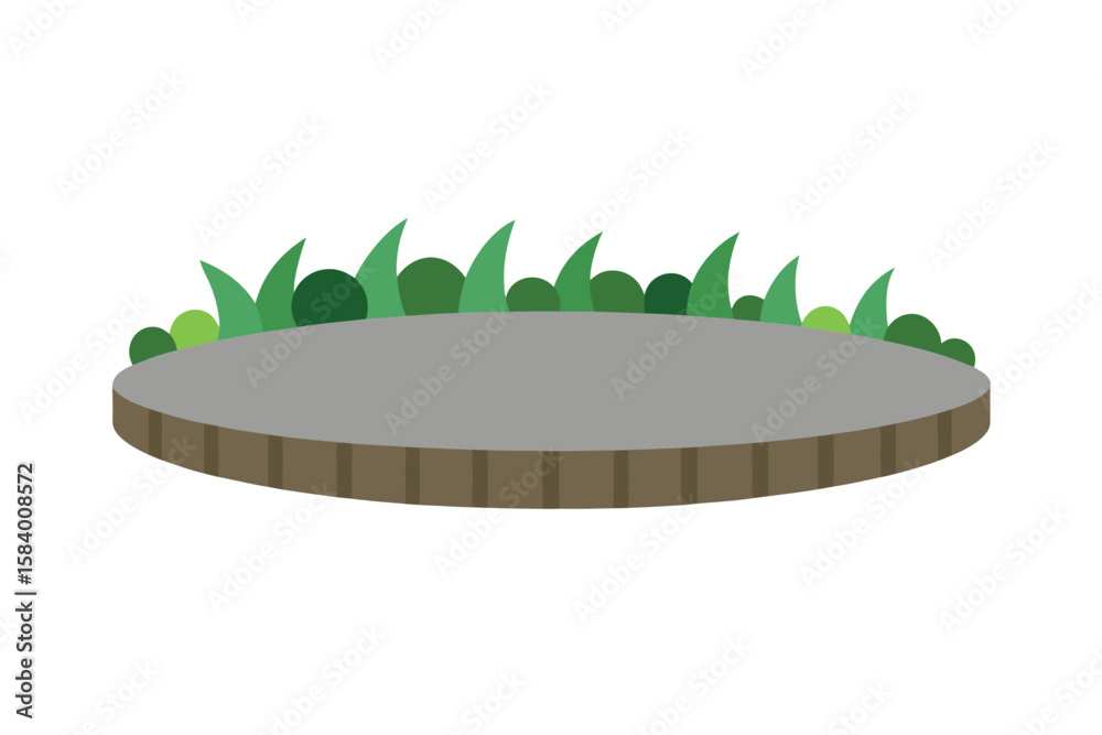 Naklejka premium Stone Lined Flower Bed In Curved Shape