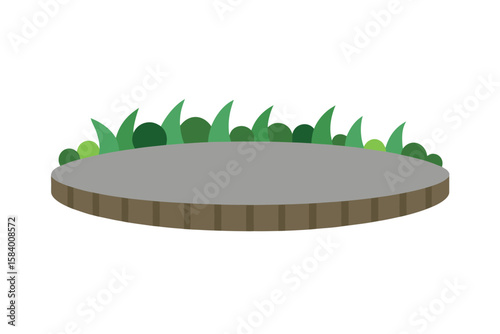 Stone Lined Flower Bed In Curved Shape