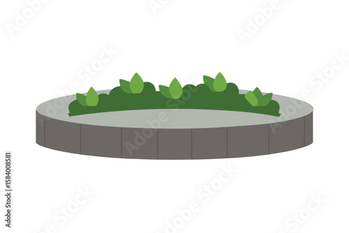 Stone Lined Flower Bed In Curved Shape