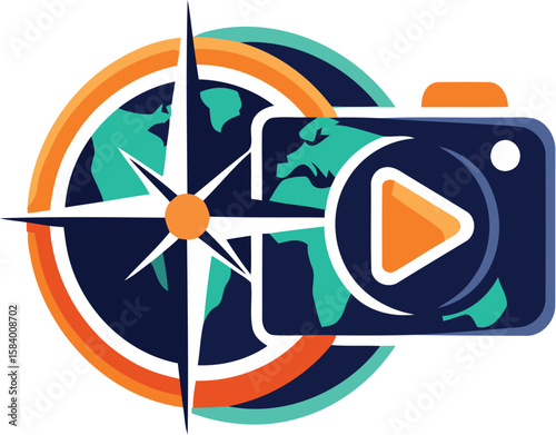 Modern EPS vector design combining a compass, camera, and play icon—ideal for travel vlog, media, or exploration themes. Let your stories lead the way—download now and inspire adventure! Thank you.
