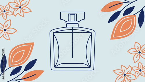 Elegant perfume bottle vector illustration with floral accents for luxury branding