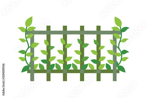 Flat Trellis Wall With Leafy Growth On