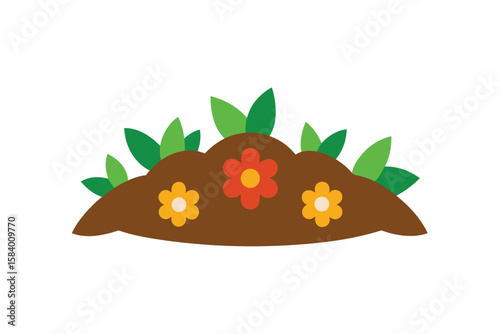 Decorative Patch Of Soil With Flowers And