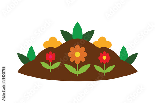 Decorative Patch Of Soil With Flowers And