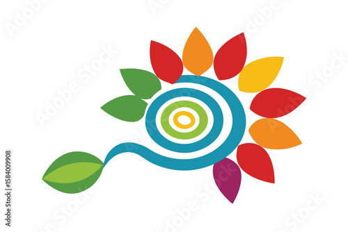 Colorful Flower Path In Spiral Form On