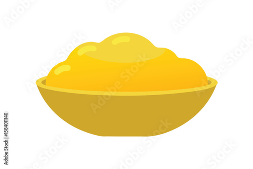 Cartoon Bowl Of Mashed Potatoes With Butter