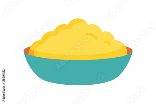 Cartoon Bowl Of Mashed Potatoes With Butter
