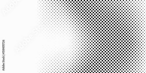 Background with monochrome dot texture. Polka dot pattern template. Background with black dots - basic dot vector stock.