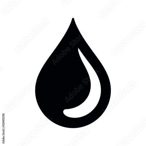 Black water drop symbol liquid fluid