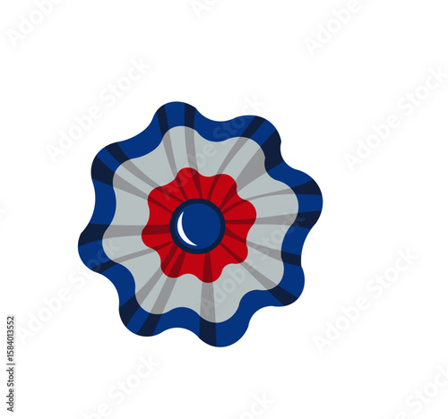 Vector rosette inspired by the flag of France. Perfect for national celebrations, patriotic designs, and educational or cultural projects.