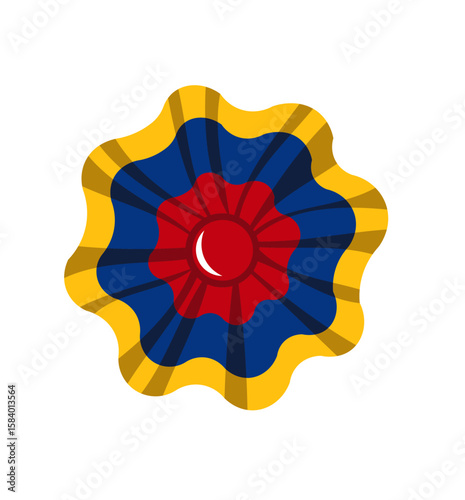 Vector rosette inspired by the flag of Colombia. Perfect for national celebrations, patriotic designs, and educational or cultural projects.